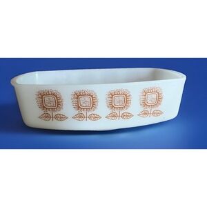 Federal Glass Connoisseur Brown Sunflower‎ Baking Dish Open Baker USA 1.5 quart